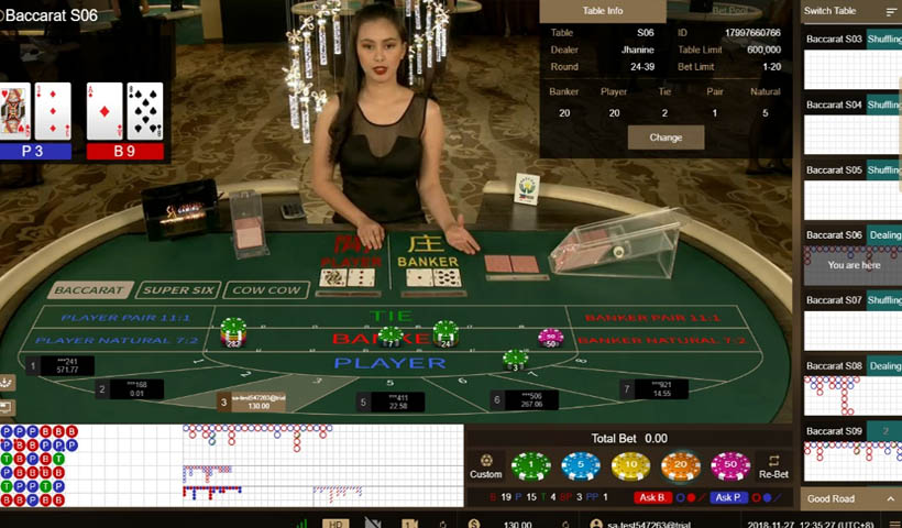 Trò chơi Baccarat của SA Gaming Fb88 luôn gây sốt